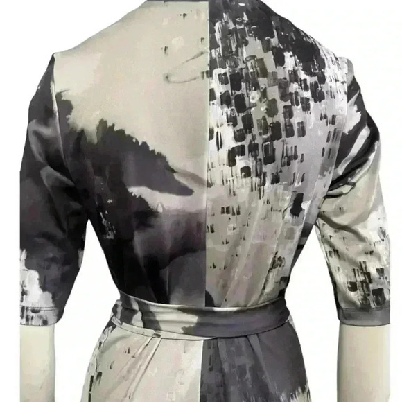 Y2K KOMOROV Wrap Dress luxe  monochromatic graphic statement womens size medium - Picture 7 of 15
